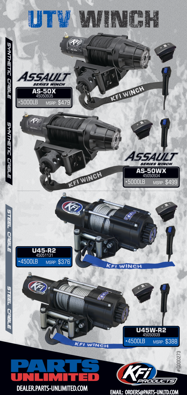 KFI PRODUCTS U45-R2 4500 lb ATV/UTV Winch with 38' Steel Cable and Remote