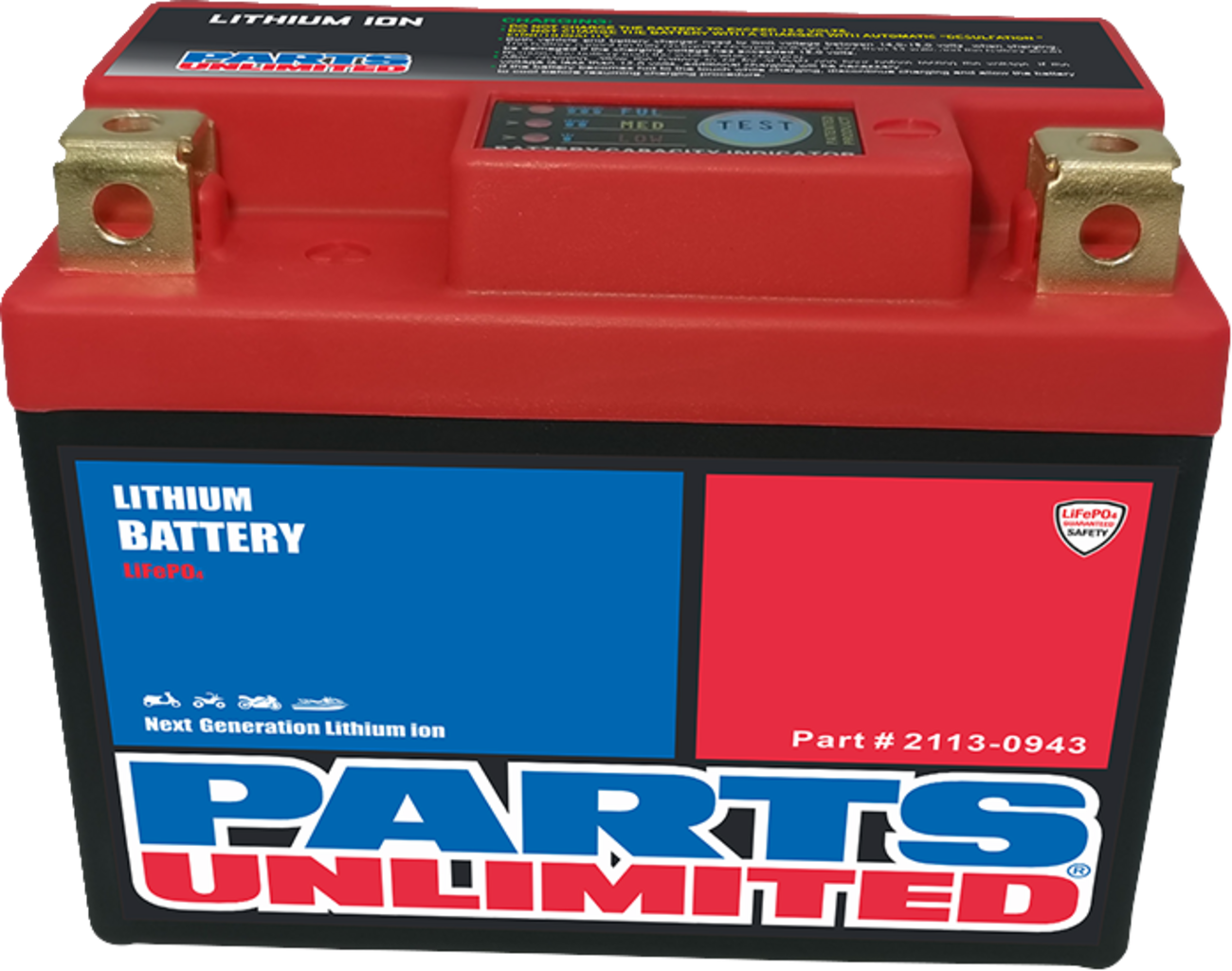 Parts Unlimited LFP03-B Lithium LiFePO4 UTV Battery 170 CCA Left Post Positive - Moto-House MX