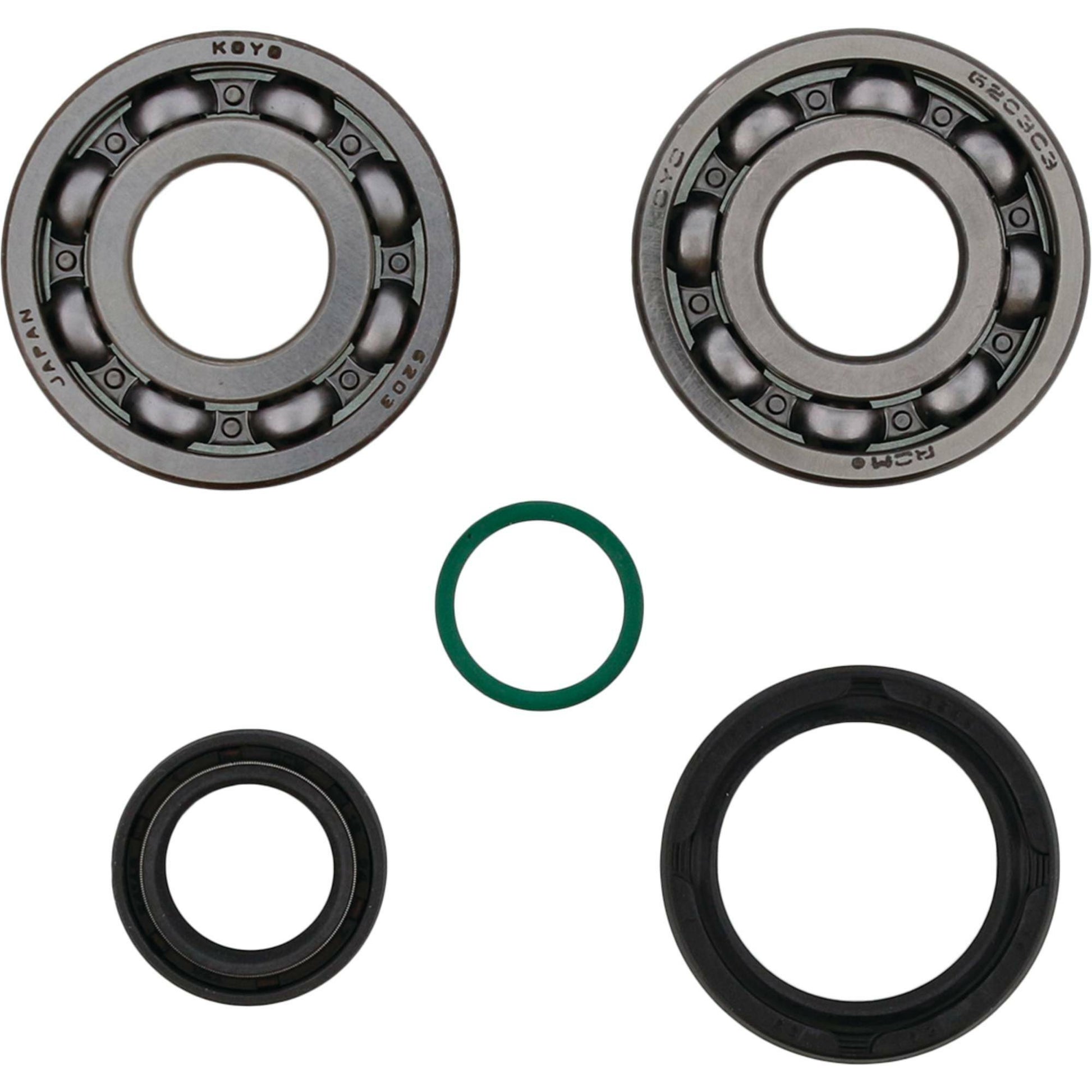All Balls 24-1131 Crank Bearing Kit with precision Koyo and Nachi Japanese bearings and high-quality crankshaft seals for 2024-2026 KTM, Husqvarna, and Gas-Gas 50cc models.