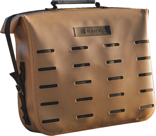 RAVEK 3540 0084 Large Heavy Duty Zipperless Waterproof Cargo Storage Bag Semi Rigid Desert Tan TPU Shell with Sonic Welded Seams and Custom Quick Attach Luggage Cinch Clips for UTV MOLLE Panels - Moto House MX