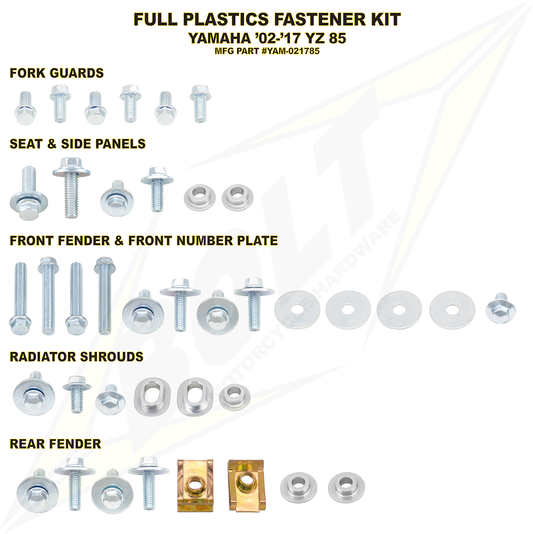 BOLT YAM-021785 Body Work Fastener Kit for Yamaha YZ85 2002-2021