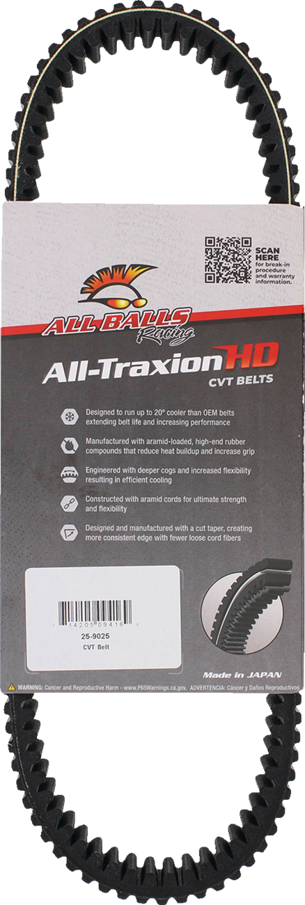 ALL BALLS 25-9025 All Traxion CVT Belt for Ranger 570/1000 2015-2023