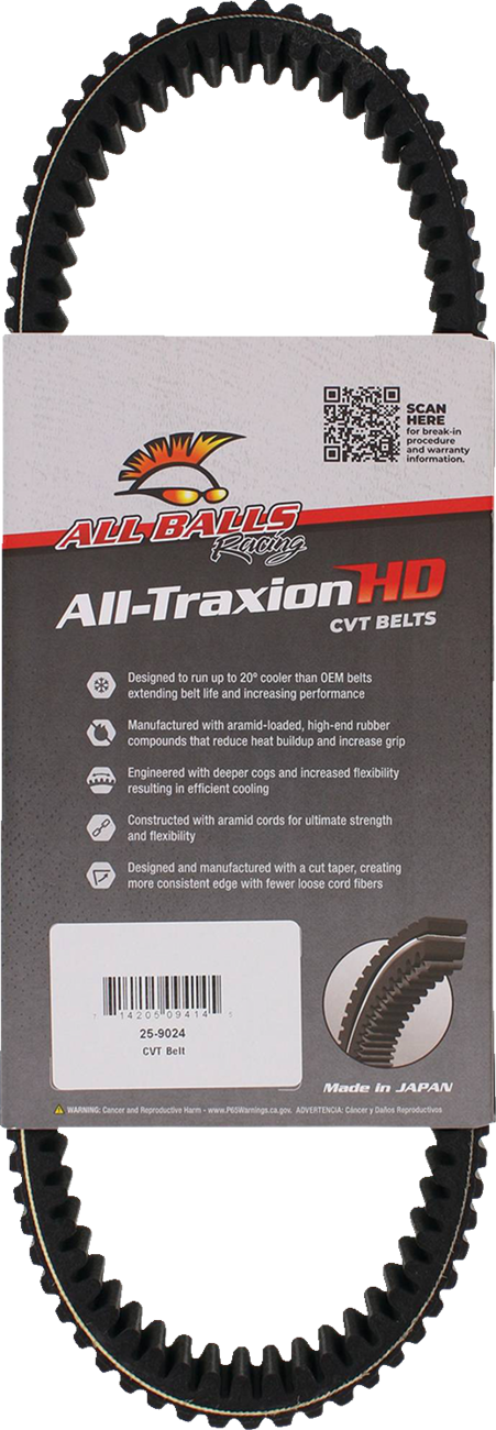 ALL BALLS 25-9024 All Traxion CVT Belt Heavy-Duty for Wolverine X2/X4 850 (2018-2024)