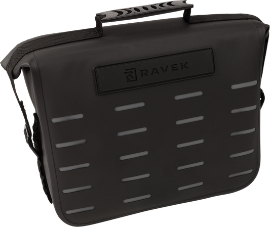 RAVEK 3540 0085 Large Heavy Duty Zipperless Waterproof Cargo Storage Bag Semi Rigid Black TPU Shell with Sonic Welded Seams and Custom Quick Attach Luggage Cinch Clips for UTV MOLLE Panels - Moto House MX