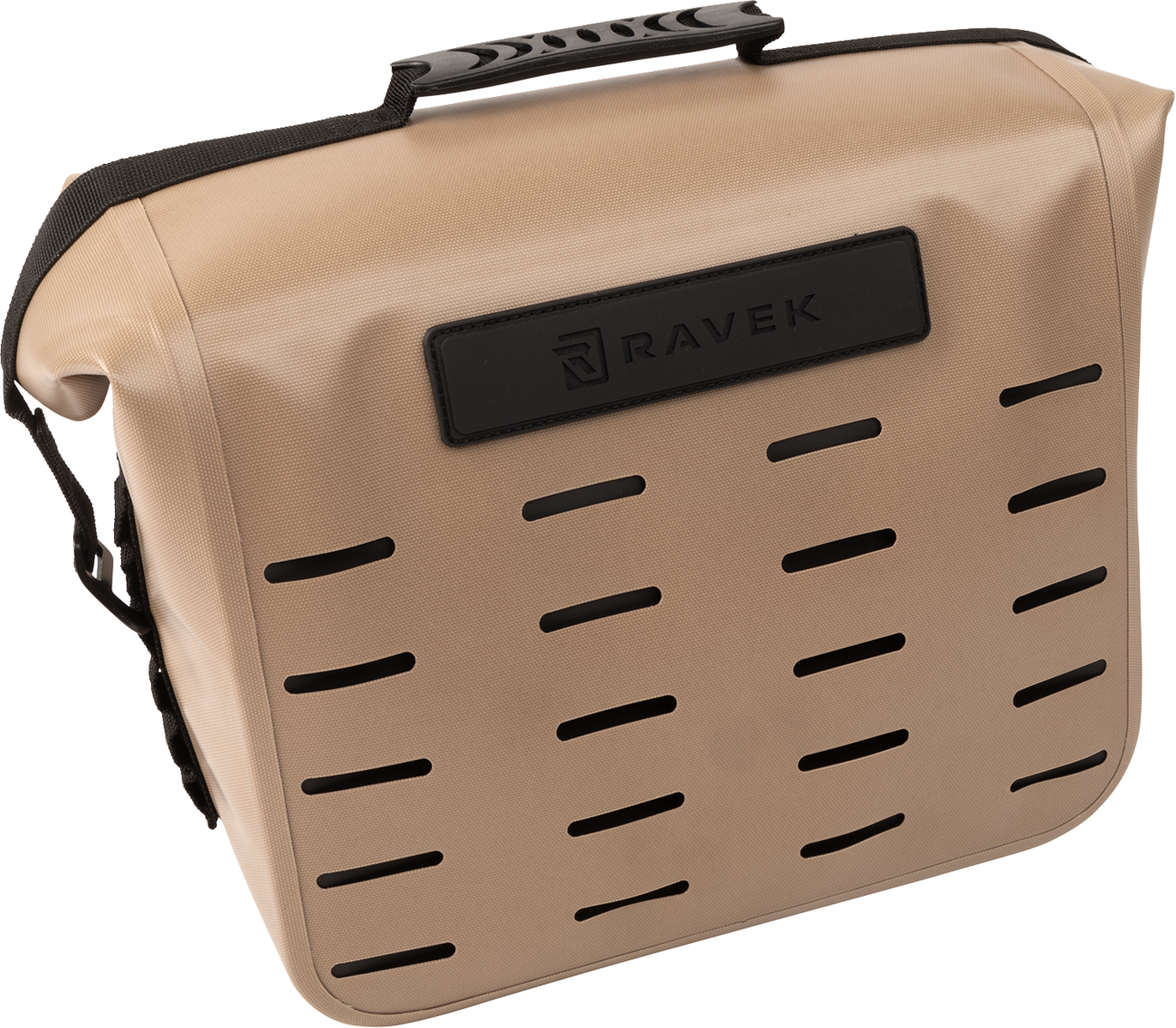 RAVEK 3540 0087 Large Heavy Duty Zipperless Waterproof Cargo Storage Bag Semi Rigid Desert Tan TPU Shell with Sonic Welded Seams and Custom Quick Attach Luggage Cinch Clips for UTV MOLLE Panels - Moto House MX