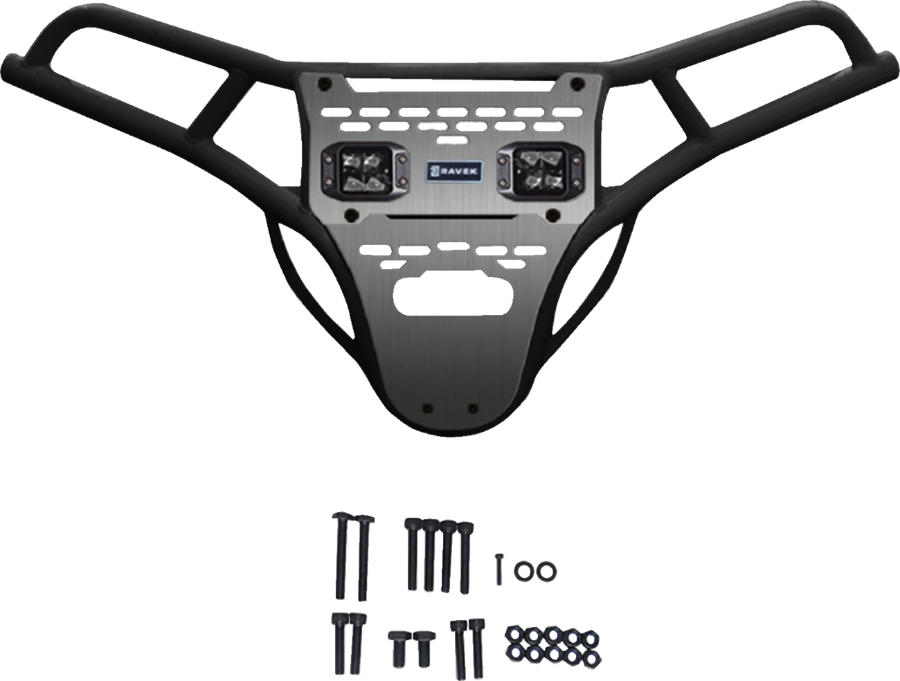 RAVEK 64-317BKL 2014-22 Polaris RZR Front Bumper Skid Plate White Lights