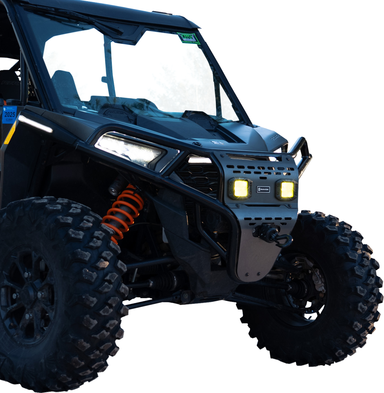 RAVEK 64-317BKLA 2014-22 Polaris RZR Front Bumper Skid Plate Amber Lights