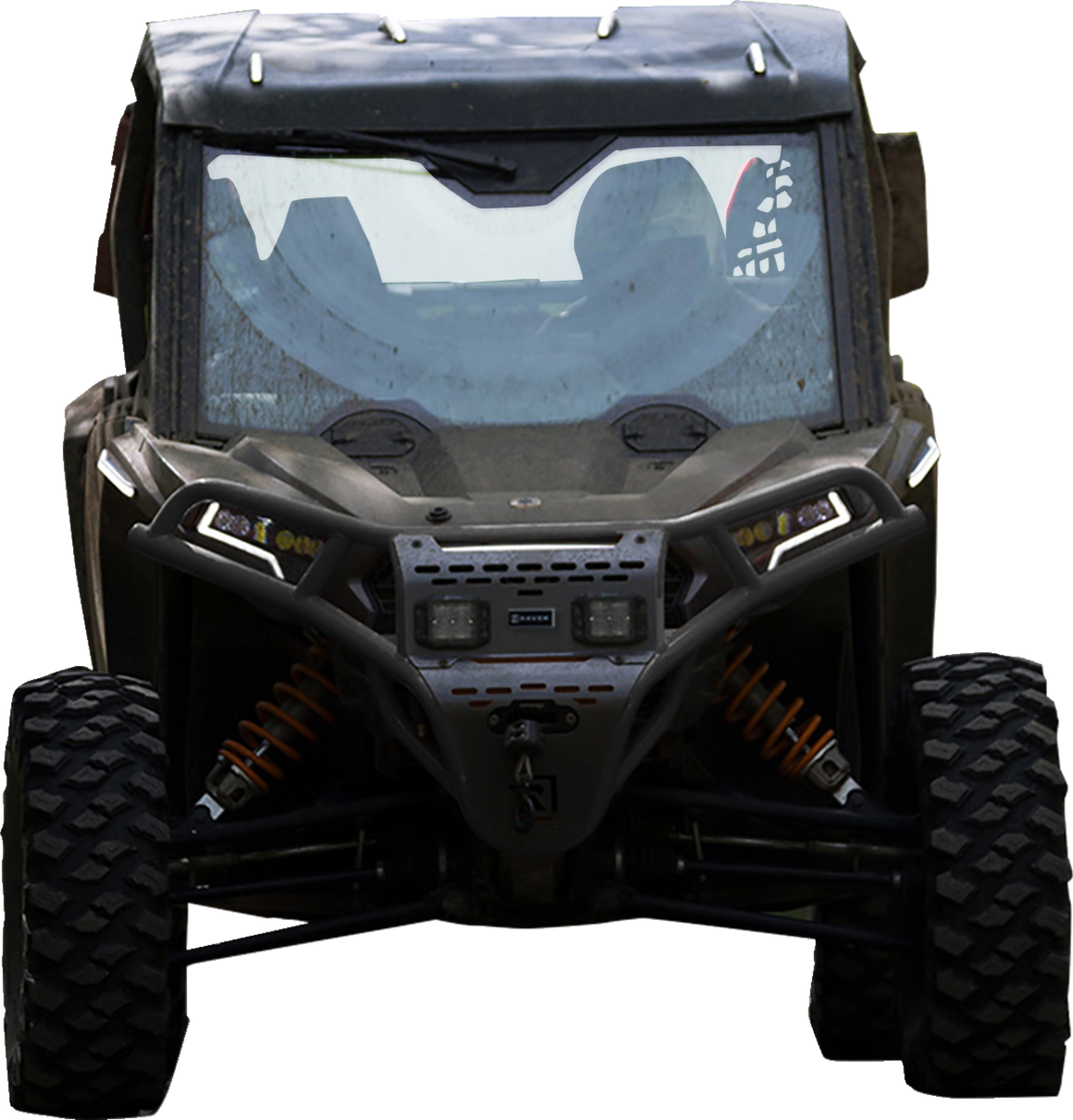 RAVEK 64-317BKL 2014-22 Polaris RZR Front Bumper Skid Plate White Lights