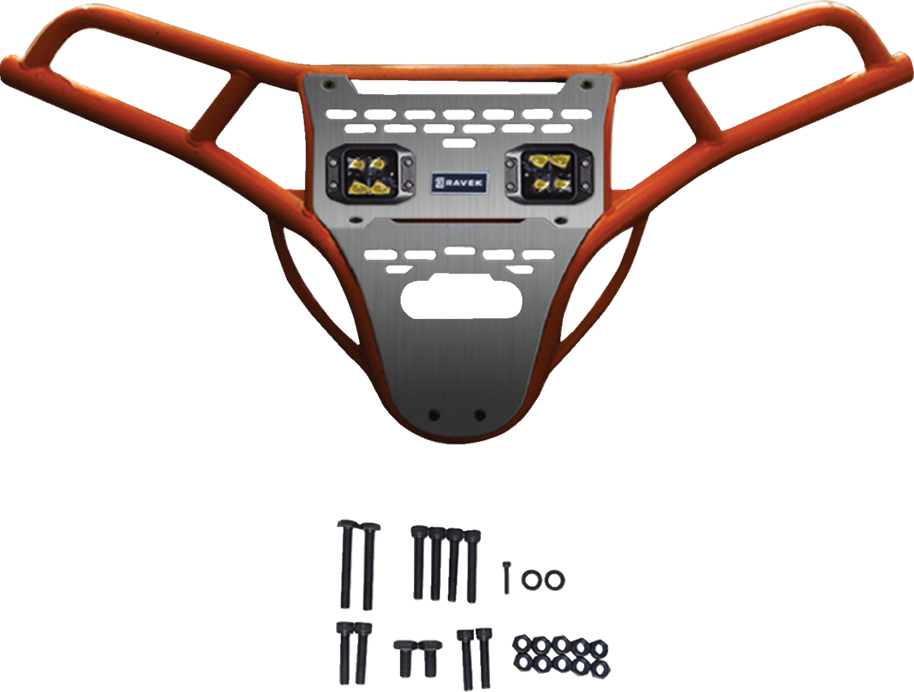 RAVEK 64-317ORLA 2014-23 Polaris RZR Front Bumper Skid Plate Amber Lights