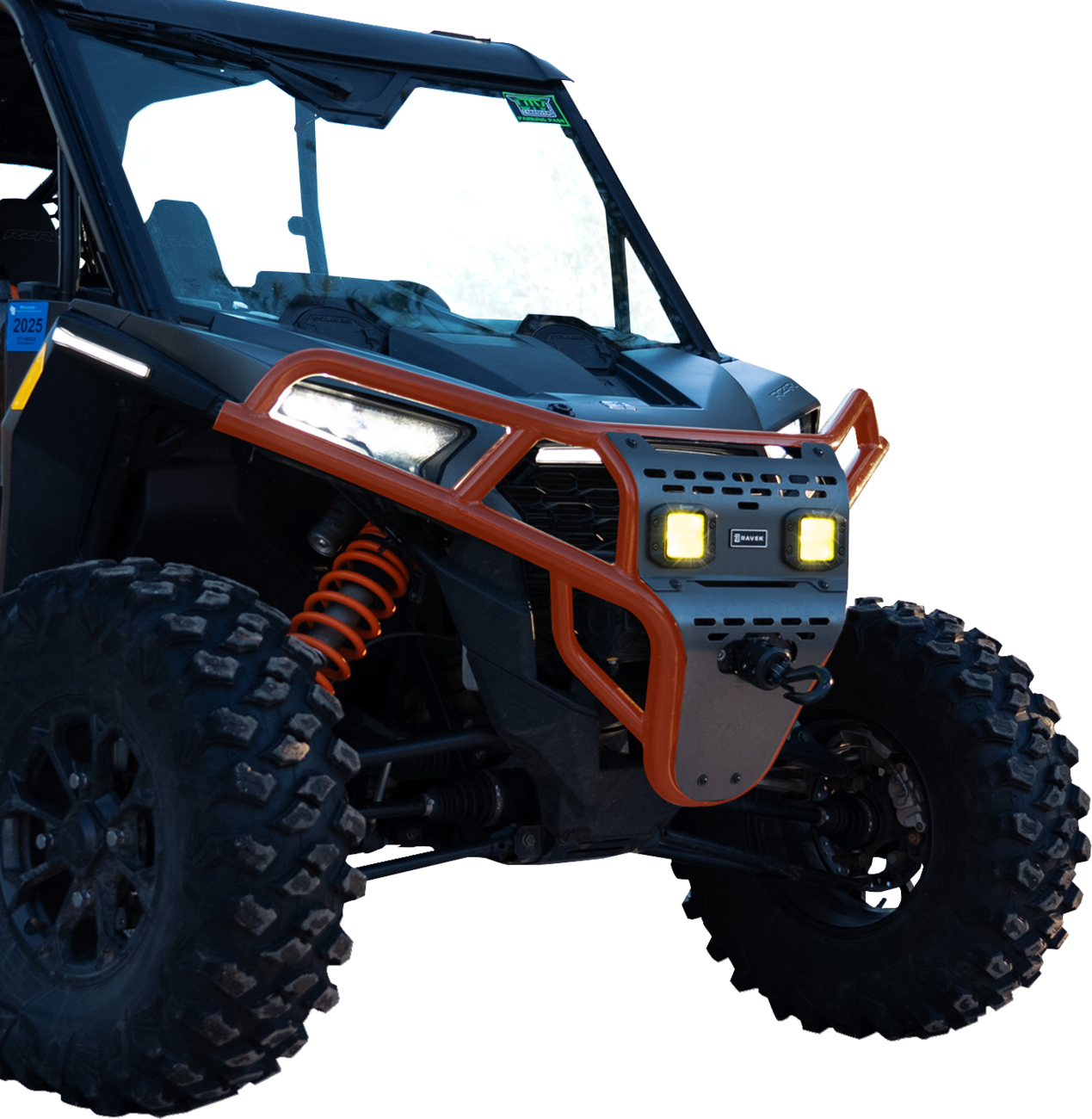 RAVEK 64-317ORLA 2014-23 Polaris RZR Front Bumper Skid Plate Amber Lights