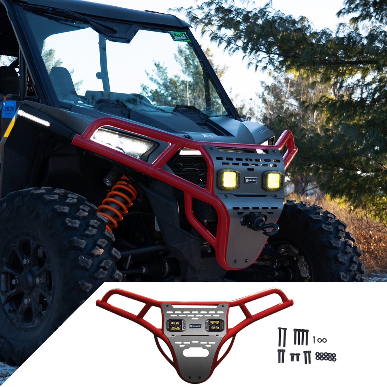 RAVEK - 64-317RDLA - Polaris RZR 2014-23 Front Bumper Skid Plate