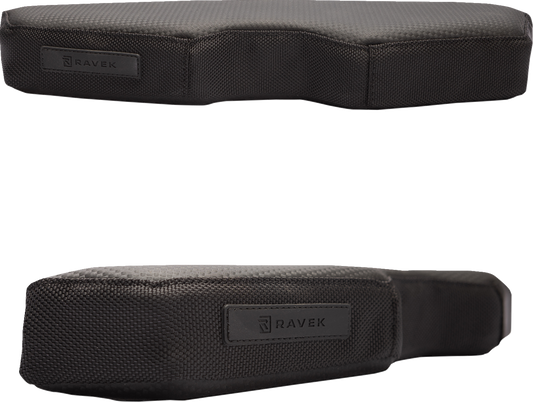 RAVEK 0822 0621 Heavy Duty Adjustable UTV Armrests 9 Position Multi Adjustment Bracket with 1.5 Inch Tri Layer Memory Foam Cushions and Black Marine Grade Waterproof Vinyl Skins for Polaris RZR Pro XP Fitment - Moto House MX