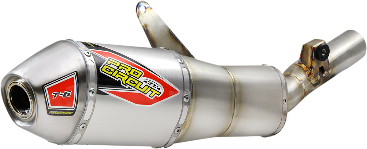 PRO CIRCUIT T-6 Slip-On Muffler 0112145A Stainless Steel Honda 450 2003-2023