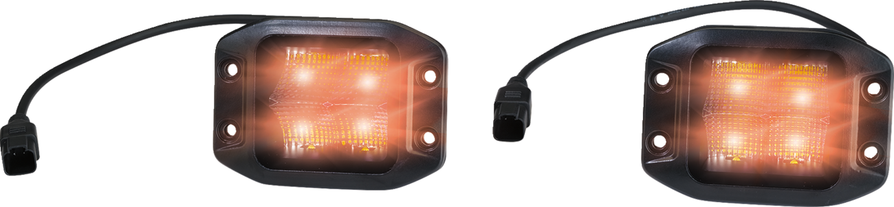 MOOSE OFFROAD 2001-3020 Pair of Amber Flush Mount High-Intensity 40W LED Light Pods with Osram Chips, 4950 Lumens, IP67 Waterproof, and Full Wiring Harness with Lighted Rocker Switch for UTV and Off-Road Vehicles - Moto-House MX