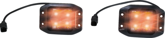 MOOSE OFFROAD 2001-3020 Pair of Amber Flush Mount High-Intensity 40W LED Light Pods with Osram Chips, 4950 Lumens, IP67 Waterproof, and Full Wiring Harness with Lighted Rocker Switch for UTV and Off-Road Vehicles - Moto-House MX