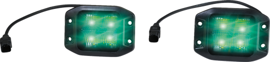 MOOSE OFFROAD 2001-3021 Pair of Green Flush Mount High-Intensity 40W LED Light Pods with Osram Chips, 4950 Lumens, IP67 Waterproof, and Full Wiring Harness with Lighted Rocker Switch for UTV and Off-Road Vehicle Customization - Moto-House MX