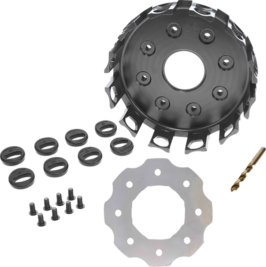 REKLUSE RMS-4112002 Hard-Anodized Billet Aluminum Clutch Basket with Replaceable Dampening Cushions for 2024-2025 Triumph TF 250-X TF 250-E - Moto-House MX
