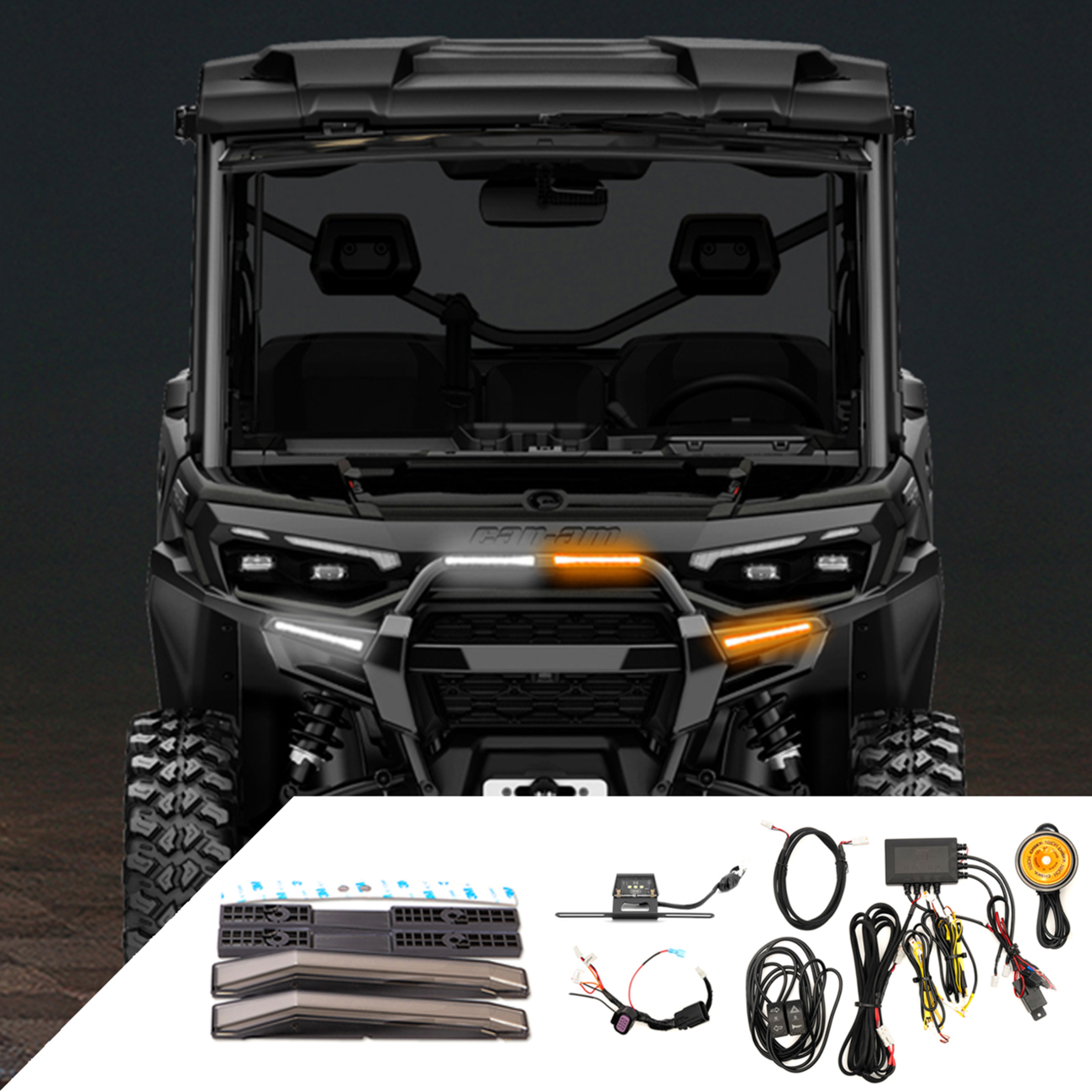 RAVEK 65-2000 2020-Can-Am Defender HD11 Turn Signal Kit Amber White