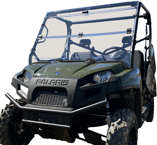 MOOSE OFFROAD 2317-0526 Deluxe Full Folding UTV Windshield for 2018-2025 Polaris Ranger 570 Full-Size, clear polycarbonate - Moto-House MX