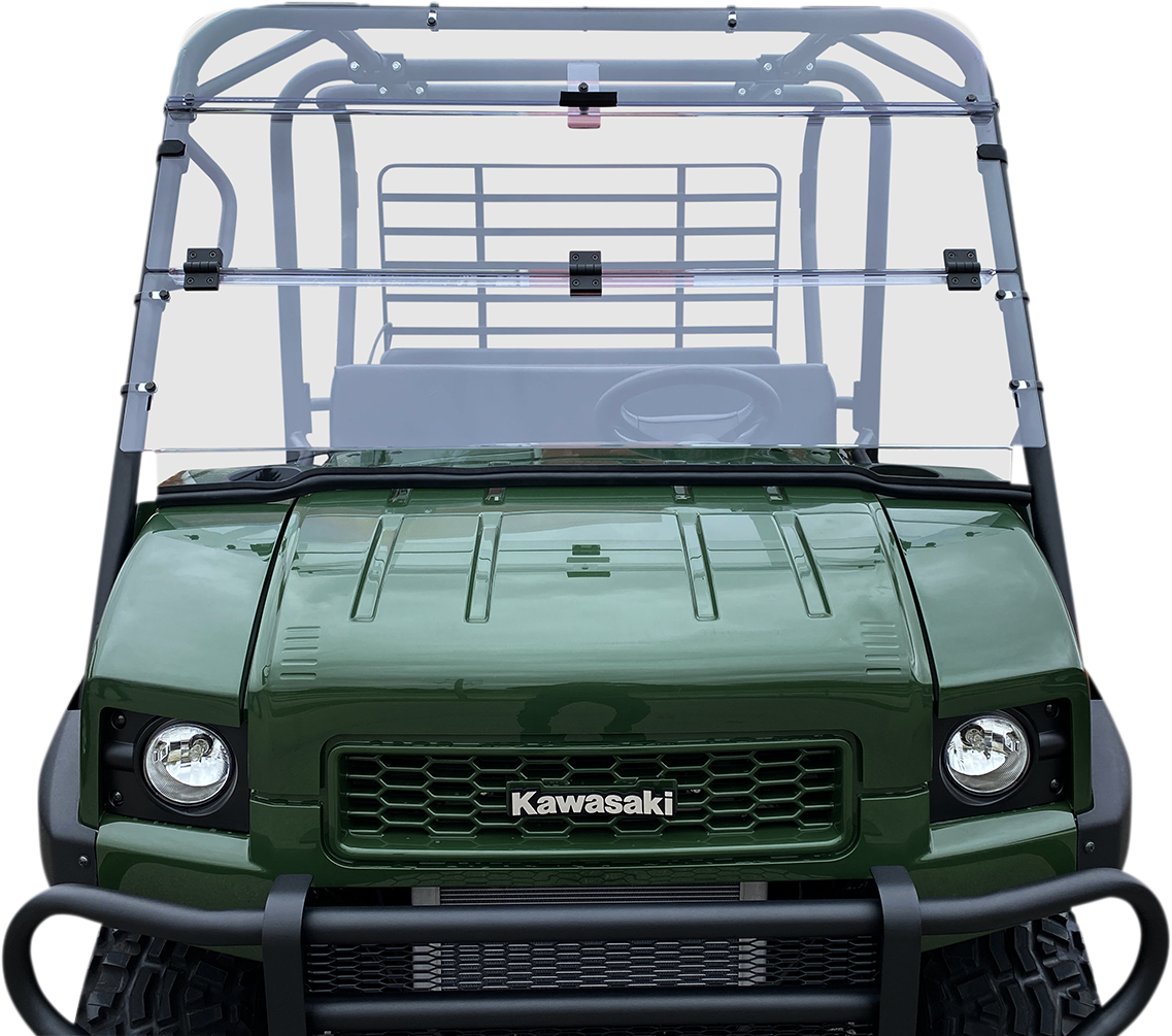 MOOSE OFFROAD 2317-0527 Deluxe Full Folding UTV Windshield for 2009-2024 Kawasaki Mule 4010 Trans 4x4, clear polycarbonate - Moto-House MX