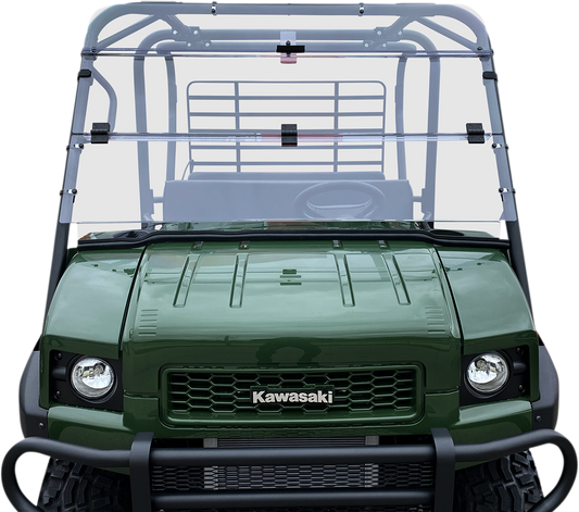 MOOSE OFFROAD 2317-0527 Deluxe Full Folding UTV Windshield for 2009-2024 Kawasaki Mule 4010 Trans 4x4, clear polycarbonate - Moto-House MX