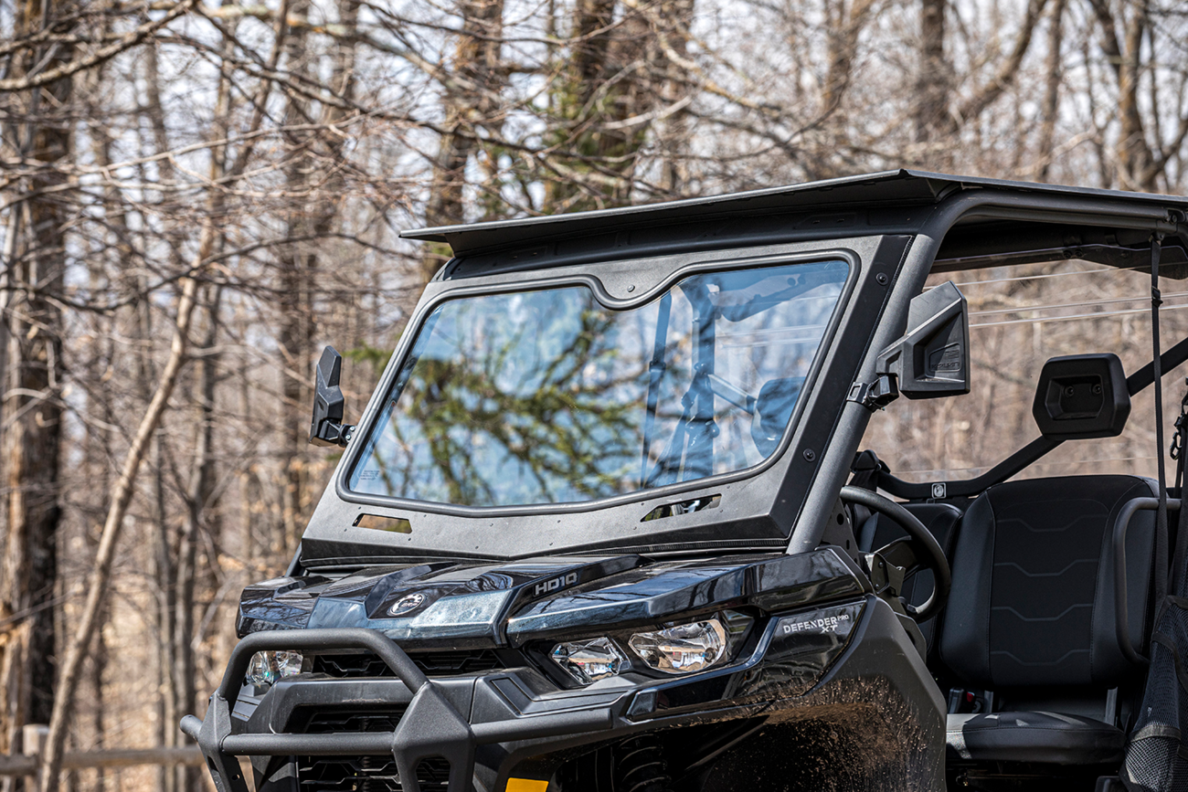 MOOSE OFFROAD 2317-0518 Scratch-Resistant Clear Glass UTV Windshield with Powder-Coated Black Steel Surround and Dual Sliding Airflow Vents for Can-Am Defender and Defender MAX Utility Vehicles - Moto-House MX