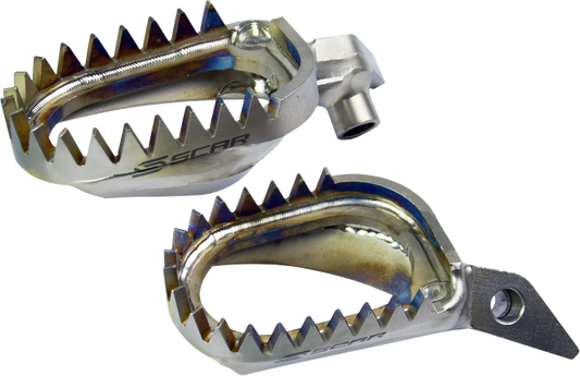 Scar Racing S6516AM Anti-Mud Titanium Foot Pegs Ducati Desmo 450 MX Silver - Moto-House MX