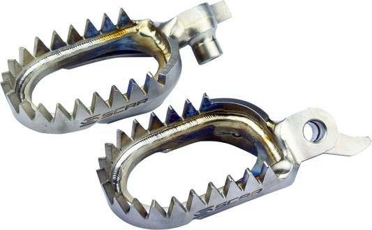 Scar Racing 1602-1518 S1517AM Anti-Mud Titanium Foot Pegs Yamaha YZ450F Silver - Moto-House MX