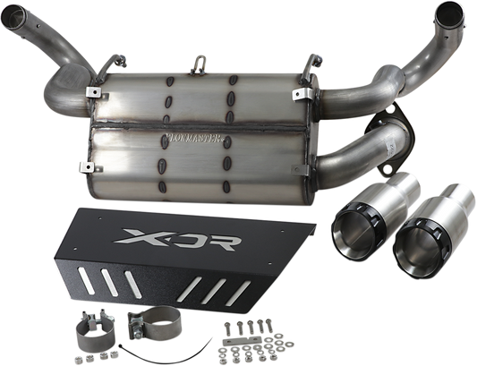 XDR 7523 Flowmaster® Performance Bolt-On Exhaust Muffler for 2018-2019 Polaris RZR XP 1000 and XP 4 1000, featuring stainless steel construction and dual-wall brushed tips - Moto-House MX