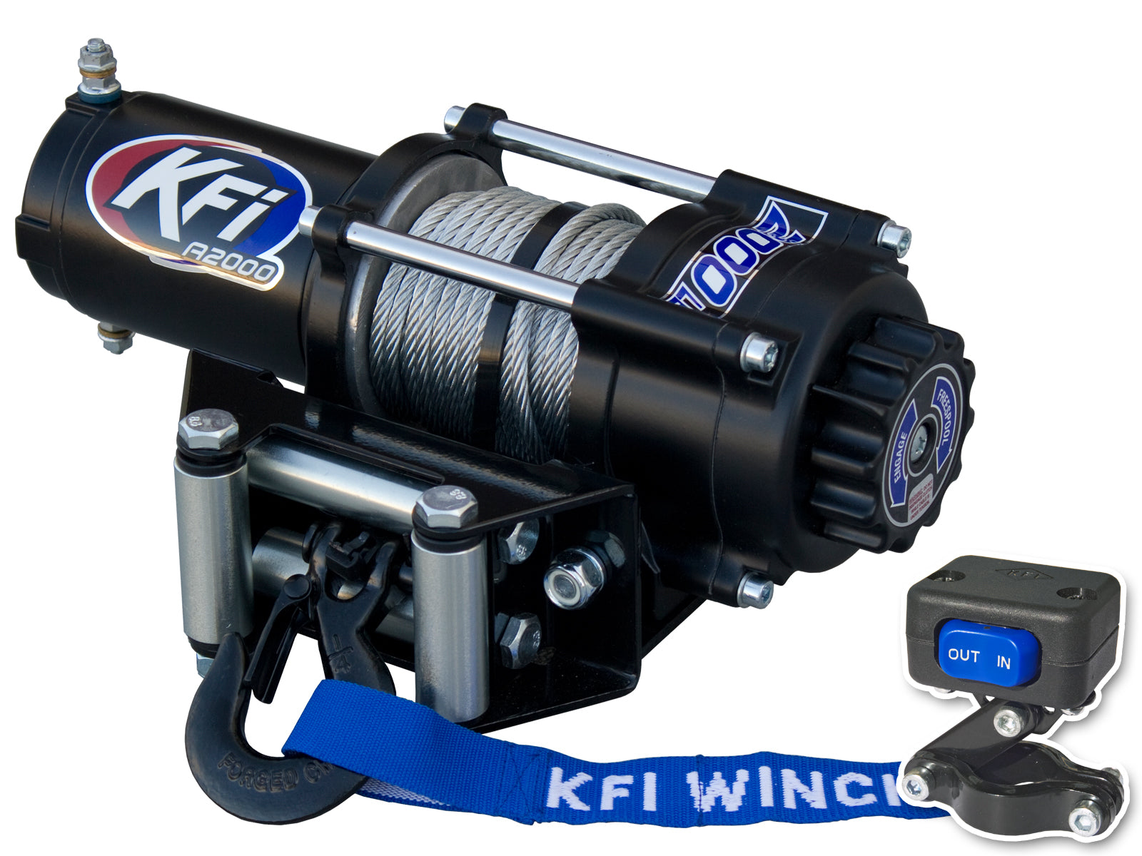 KFI KFI 2000lb ATV Winch Kit - Water-Resistant, All-Metal Clutch & Heavy Duty Design A2000