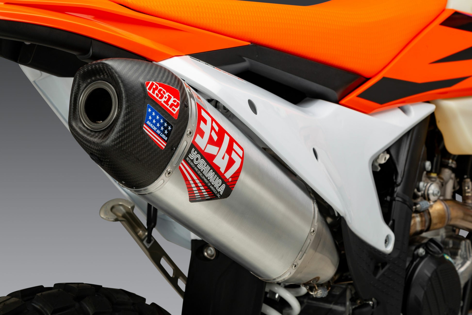 Yoshimura 265022S320 RS-12 Stainless Slip-On Exhaust with Aluminum Muffler for 2024 KTM 500 EXC-F - Moto-House MX