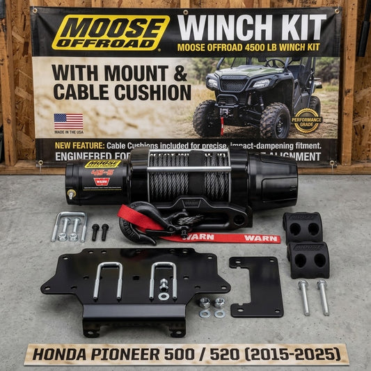 Moose Offroad 4500 Lb Synthetic Rope Winch Kit with Mount and Cushion for Honda Pioneer 500 520 at Moto-House MX