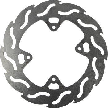 Moto-Master 110231 Flame Series 220mm premium stainless steel fixed one-piece front brake rotor for 1996-2025 Honda CR80, CR85R, and CRF150R motocross bikes.