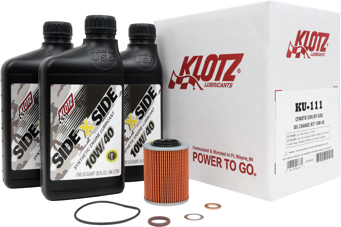 Klotz - KU-111 - 2019-2023 CFMoto UForce ZForce Overland Synthetic Oil Change Kit