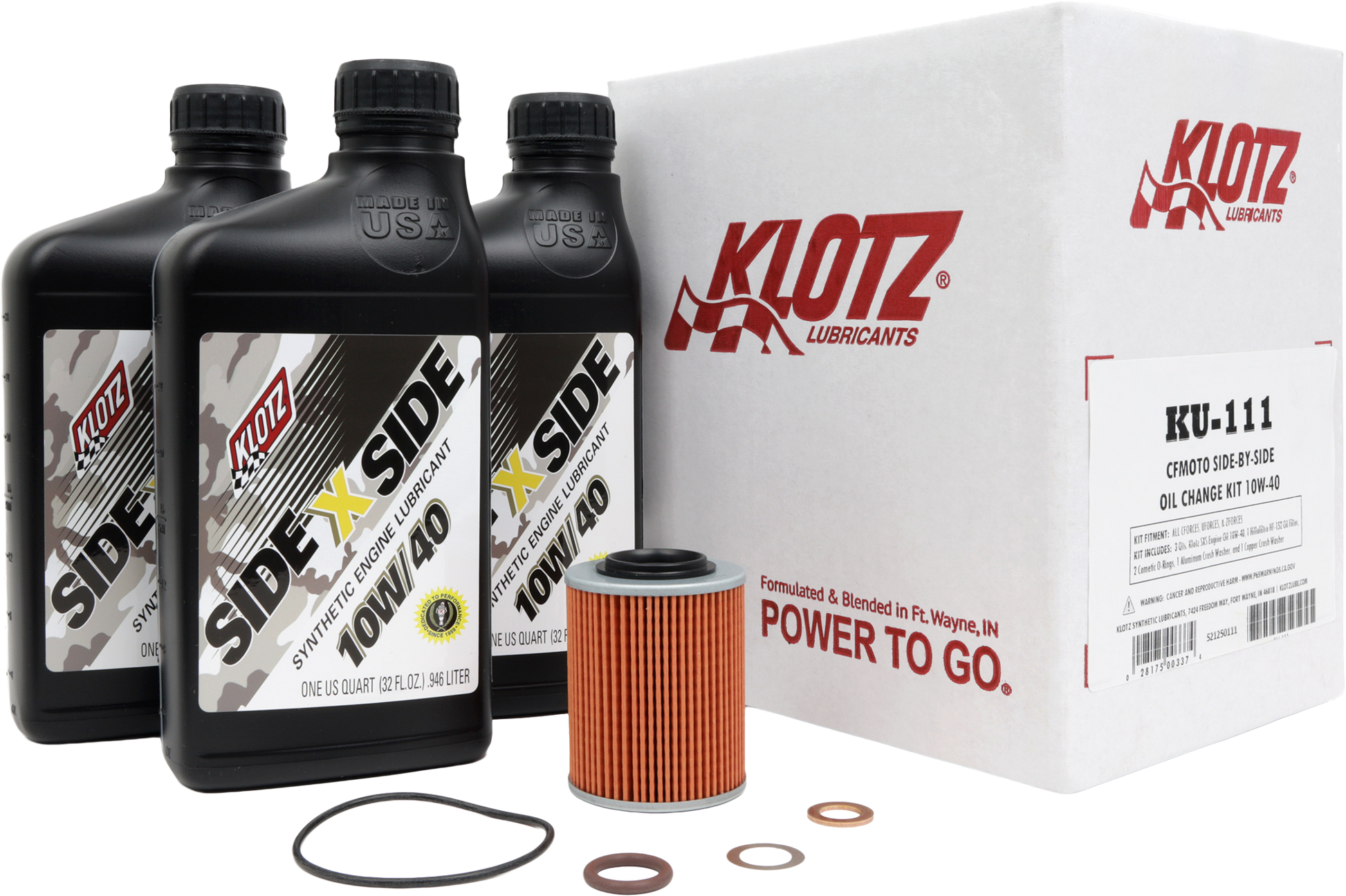 Klotz - KU-111 - 2019-2023 CFMoto UForce ZForce Overland Synthetic Oil Change Kit
