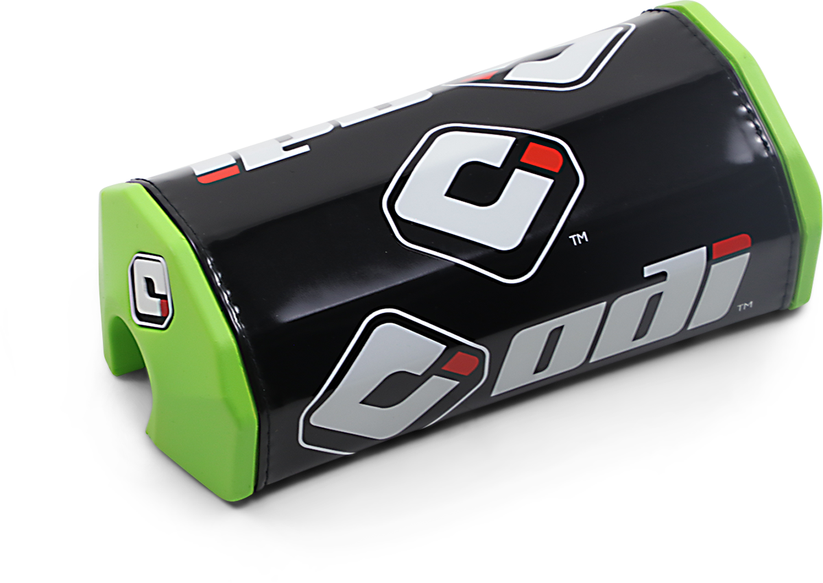 Green ODI H72BPN Oversized Handlebar Pad with high-density closed-cell foam for motocross safety.