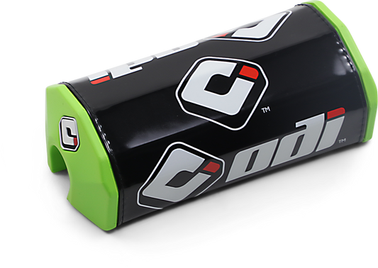 Green ODI H72BPN Oversized Handlebar Pad with high-density closed-cell foam for motocross safety.