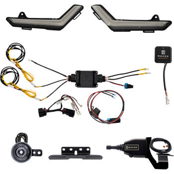 RAVEK 2020 2396 Gen3 Speakeasy Wireless Turn Signal System with Steering Column Lever Stalk Warning Horn Array Switchback LED Running Lights and Smoke Polycarbonate Lenses for Can Am Defender Fitment - Moto House MX