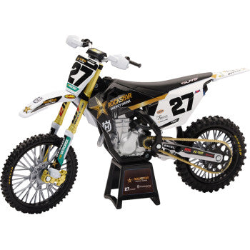 Rockstar Husqvarna Team Bike - Malcolm Stewart - 1:12 Scale - BlackWhite/Gold - New Ray Toys | Moto-House MX