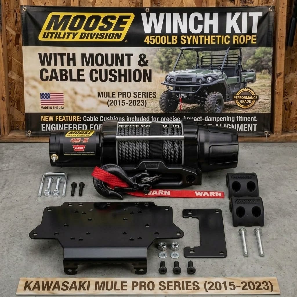 Moose Offroad 3-Piece 4500 Lb UTV Winch Package with Direct-Fit Steel Mount Plate Moto-House MX