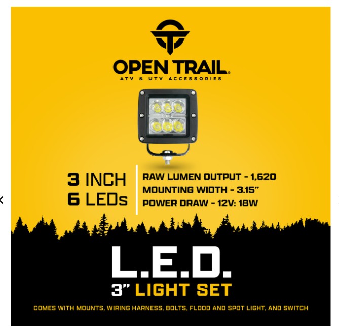 Open Trail brand high intensity LED flood light set part number 12-9021 for off-road vehicle lighting