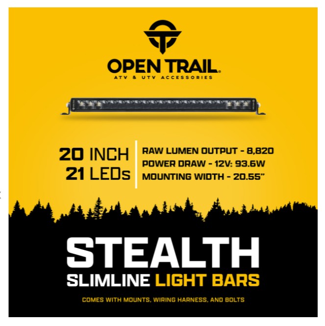 Open Trail Stealth Slimline single row LED light bar with Osram LEDs and mounting hardware 12-9037.