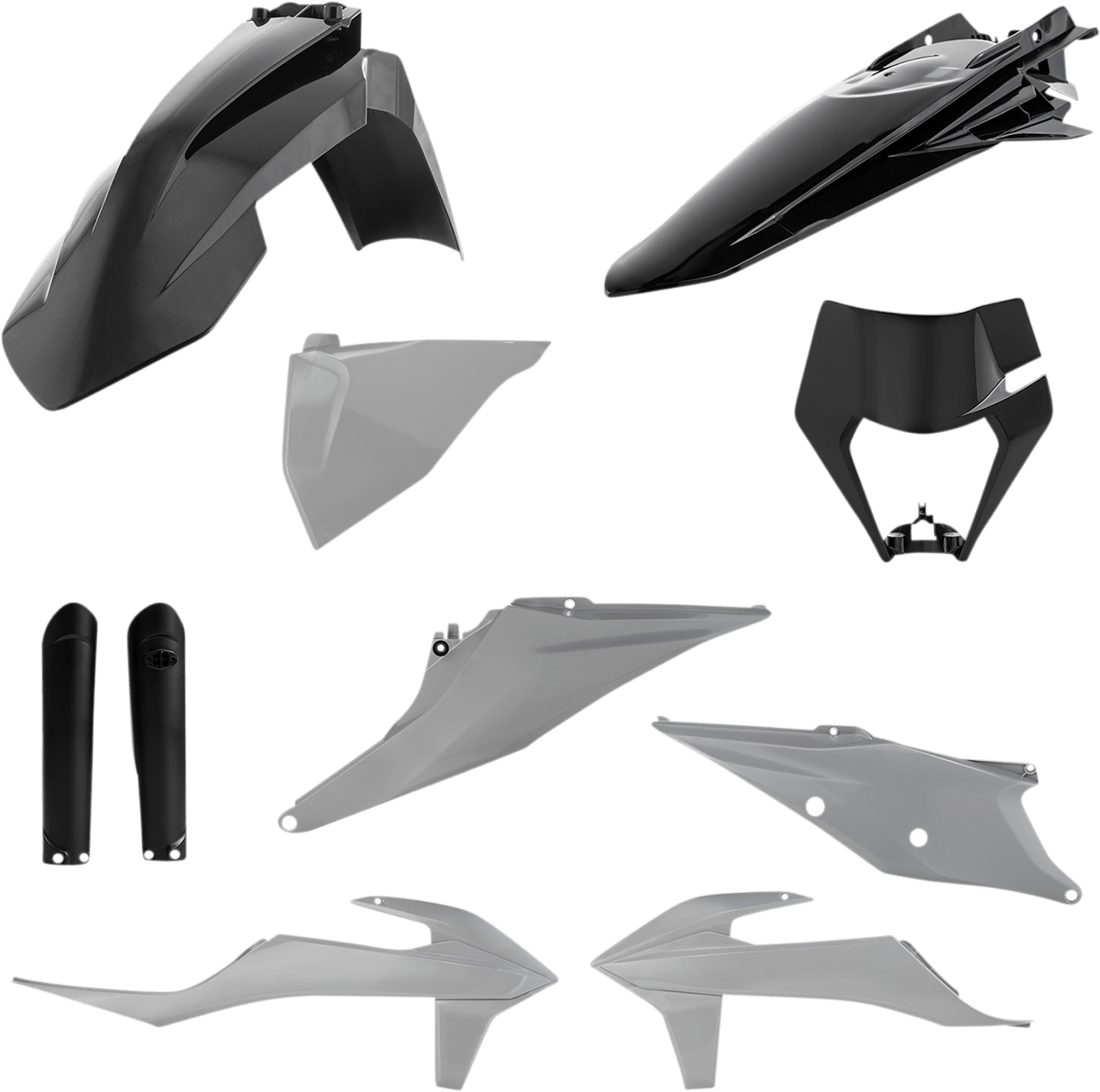 Acerbis 2791541001 Full Body Replacement Plastic Kit in Gray and Black for 2020-2023 KTM EXC and XC series motorcycles