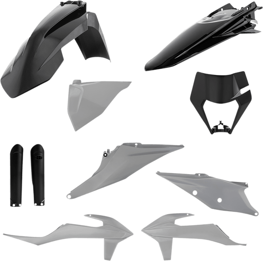 Acerbis 2791541001 Full Body Replacement Plastic Kit in Gray and Black for 2020-2023 KTM EXC and XC series motorcycles