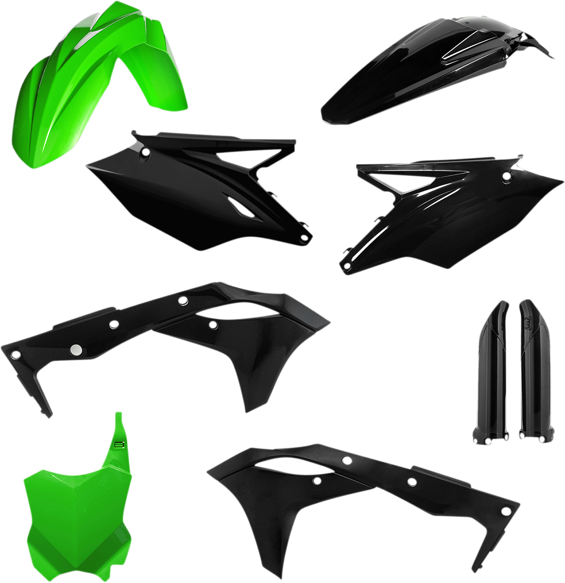 Acerbis 2685821089 Full Body Replacement Plastic Kit in Green and Black for 2018-2020 Kawasaki KX250 and KX250F motorcycles