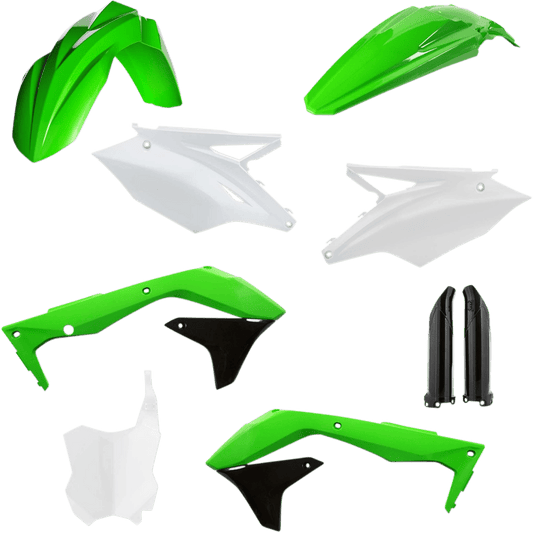 Acerbis 2449575135 Full Replacement Plastic Kit in Green, White, and Black for 2016-2017 Kawasaki KX450F motorcycles
