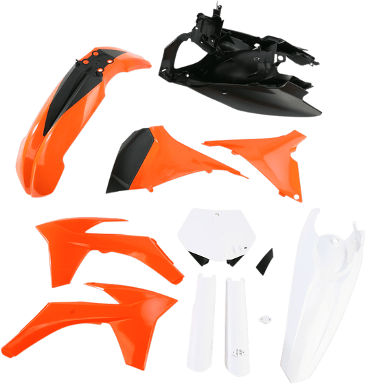Acerbis 2205282882 Full Replacement Plastic Kit in OEM Orange, Black, and White for KTM dirt bikes
