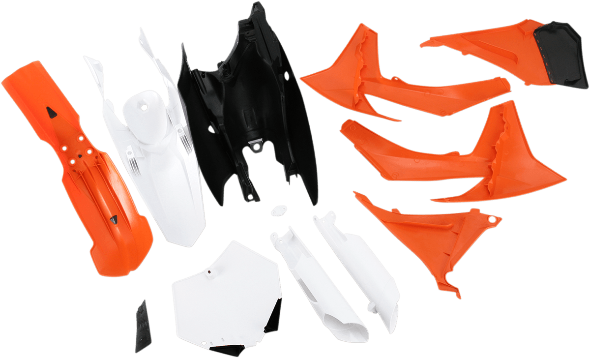 Acerbis 2205272882 Full Replacement Plastic Kit in OEM Orange, Black, and White for 2011 KTM dirt bikes