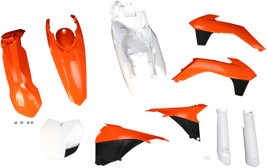 Acerbis 2314333914 Full Replacement Plastic Kit in KTM Orange, White, and Black for 2013-2014 KTM SX/XC