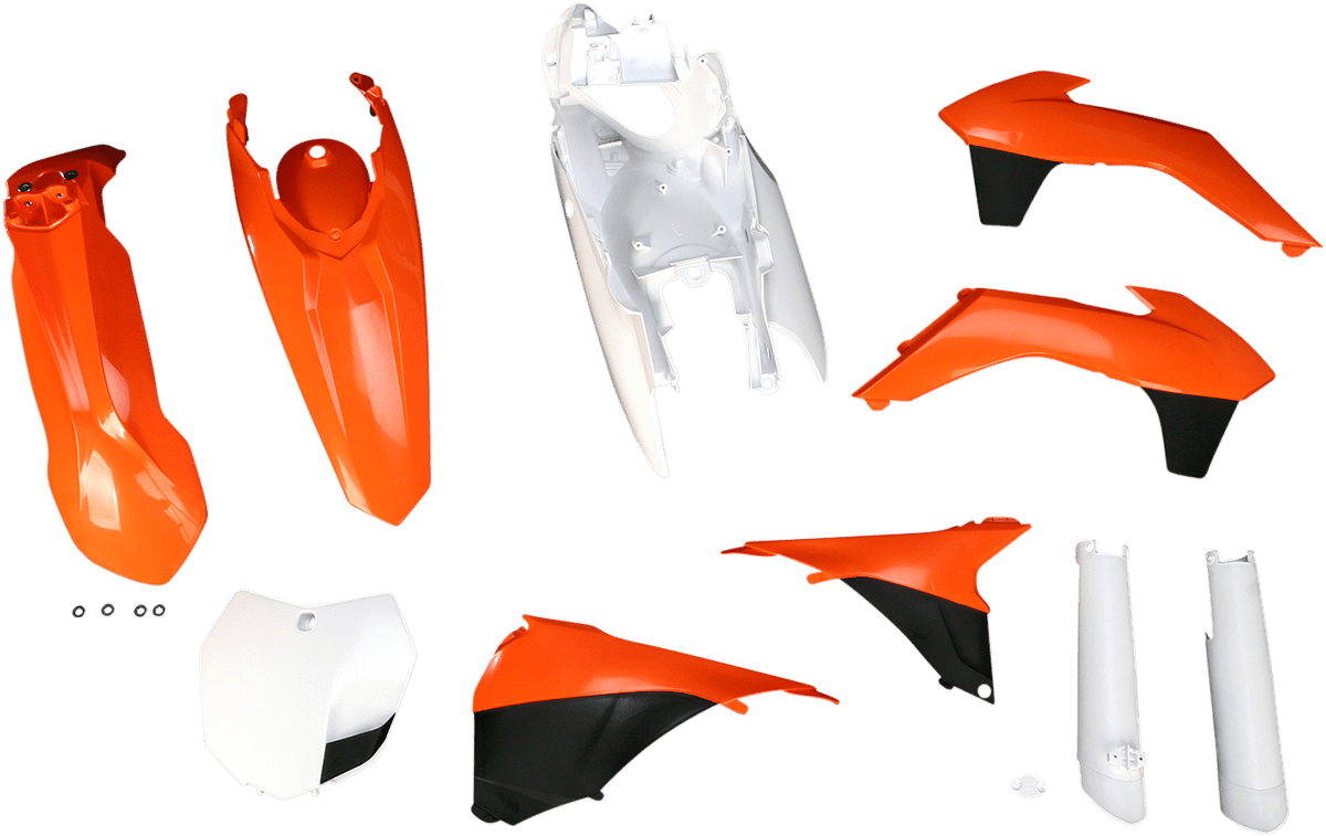 Acerbis 2314333914 Full Replacement Plastic Kit in KTM Orange, White, and Black for 2013-2014 KTM SX/XC
